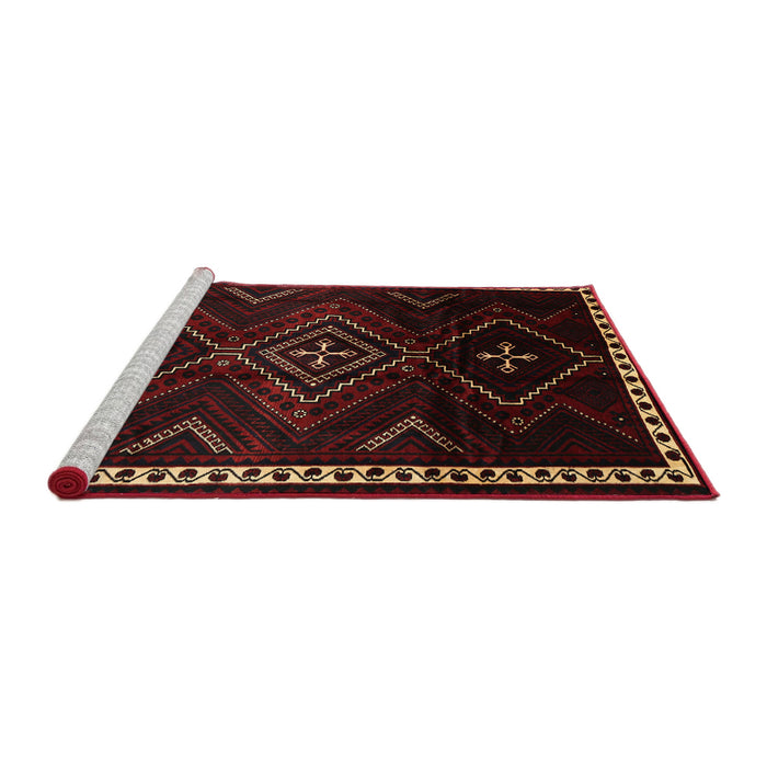 Sideview of Machine Washable Traditional Dark Brown Rug, wshtr695