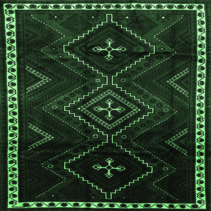 Square Machine Washable Persian Emerald Green Traditional Area Rugs, wshtr695emgrn