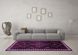 Machine Washable Persian Purple Traditional Area Rugs in a Living Room, wshtr695pur
