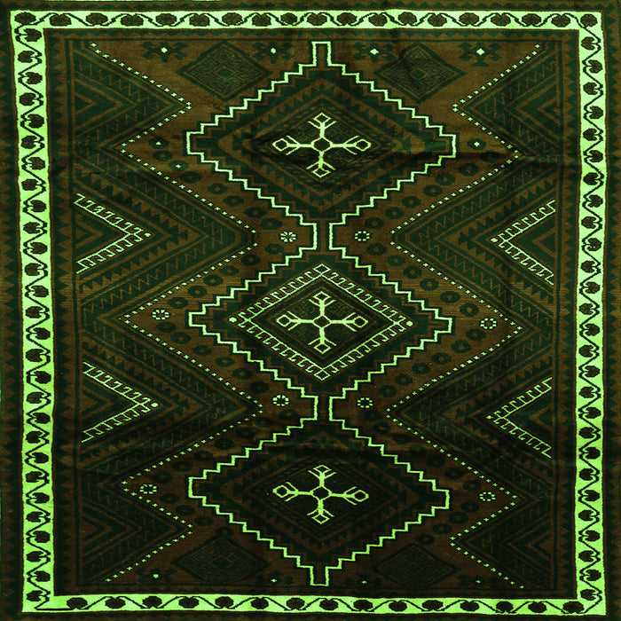 Round Machine Washable Persian Green Traditional Area Rugs, wshtr695grn