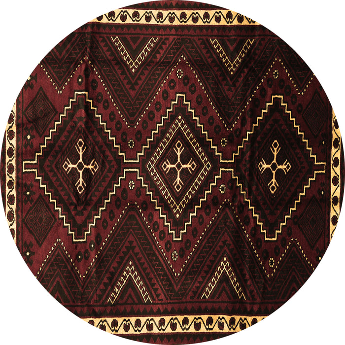 Round Persian Brown Traditional Rug, tr695brn