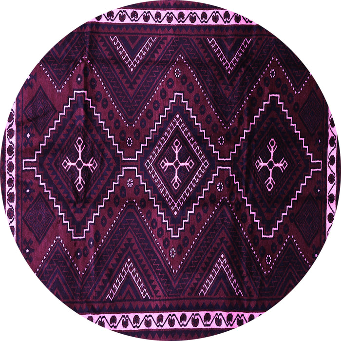 Round Machine Washable Persian Purple Traditional Area Rugs, wshtr695pur