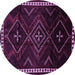 Round Machine Washable Persian Purple Traditional Area Rugs, wshtr695pur