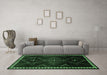 Machine Washable Persian Emerald Green Traditional Area Rugs in a Living Room,, wshtr695emgrn