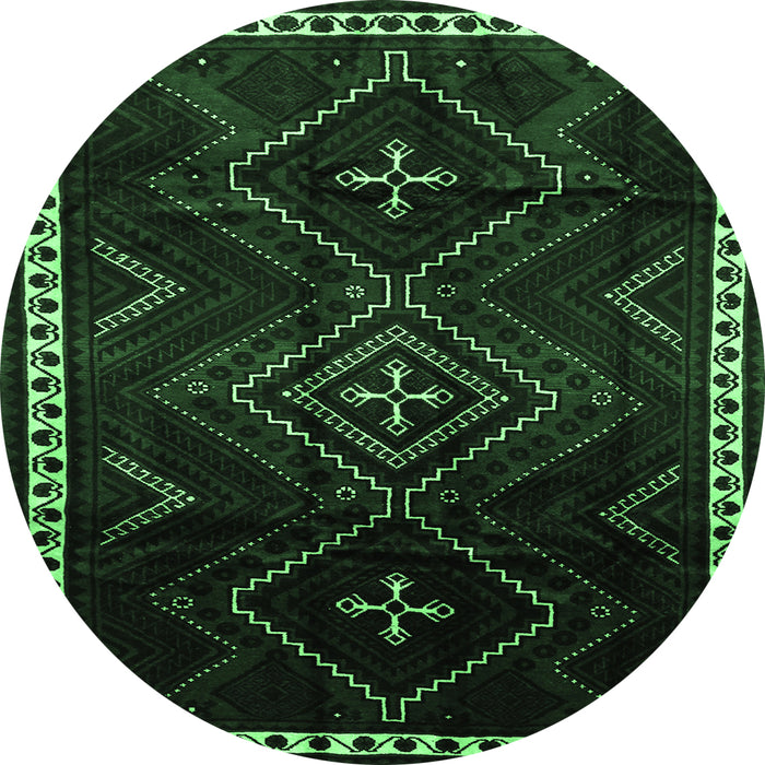 Round Persian Emerald Green Traditional Rug, tr695emgrn