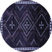 Round Machine Washable Persian Blue Traditional Rug, wshtr695blu