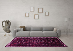 Machine Washable Persian Pink Traditional Rug in a Living Room, wshtr695pnk
