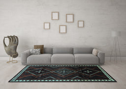 Machine Washable Persian Light Blue Traditional Rug in a Living Room, wshtr695lblu