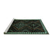 Sideview of Machine Washable Persian Turquoise Traditional Area Rugs, wshtr695turq