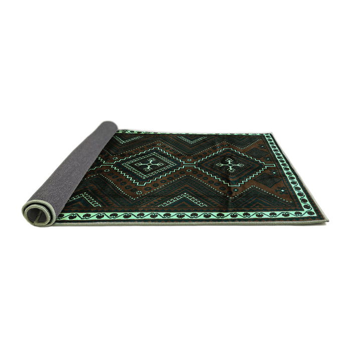 Sideview of Persian Turquoise Traditional Rug, tr695turq