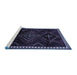 Sideview of Machine Washable Persian Blue Traditional Rug, wshtr695blu