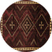 Round Machine Washable Persian Brown Traditional Rug, wshtr695brn