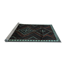 Sideview of Machine Washable Persian Light Blue Traditional Rug, wshtr695lblu