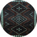 Round Persian Light Blue Traditional Rug, tr695lblu