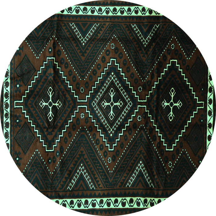 Round Persian Turquoise Traditional Rug, tr695turq