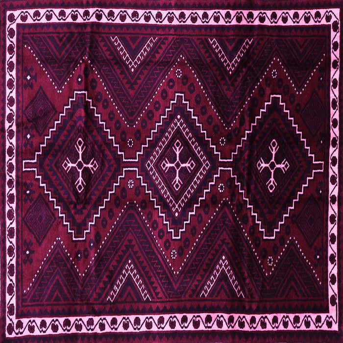 Square Machine Washable Persian Pink Traditional Rug, wshtr695pnk
