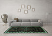 Machine Washable Persian Turquoise Traditional Area Rugs in a Living Room,, wshtr695turq