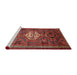 Sideview of Machine Washable Traditional Rust Pink Rug, wshtr696