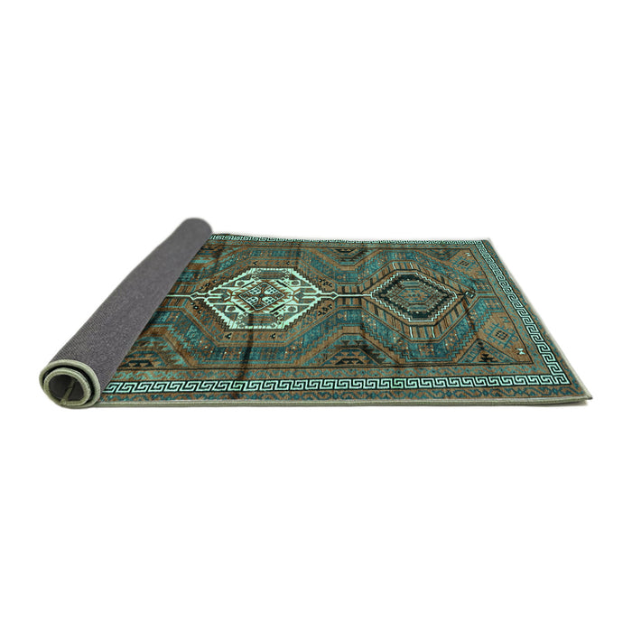Sideview of Persian Turquoise Traditional Rug, tr696turq