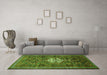 Machine Washable Persian Green Traditional Area Rugs in a Living Room,, wshtr696grn