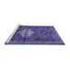 Sideview of Machine Washable Persian Blue Traditional Rug, wshtr696blu