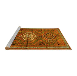 Sideview of Machine Washable Persian Yellow Traditional Rug, wshtr696yw
