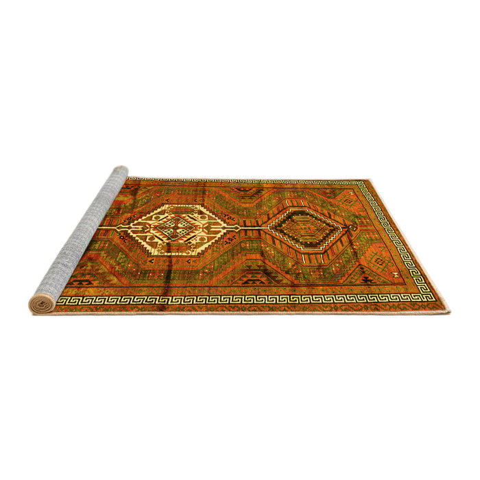Sideview of Machine Washable Persian Yellow Traditional Rug, wshtr696yw