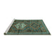 Sideview of Machine Washable Persian Turquoise Traditional Area Rugs, wshtr696turq