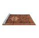 Sideview of Machine Washable Persian Brown Traditional Rug, wshtr696brn