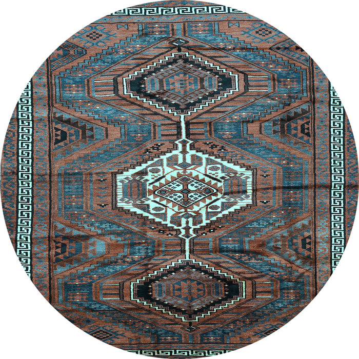 Round Machine Washable Persian Light Blue Traditional Rug, wshtr696lblu