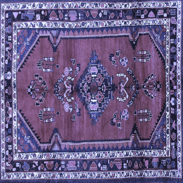 Square Machine Washable Persian Blue Traditional Rug, wshtr697blu