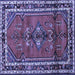 Square Machine Washable Persian Blue Traditional Rug, wshtr697blu