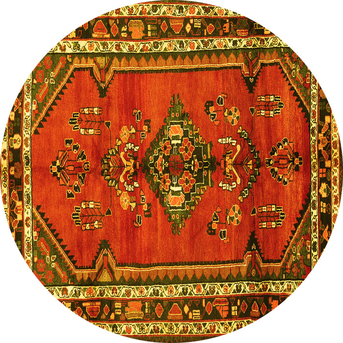 Round Persian Yellow Traditional Rug, tr697yw