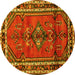 Round Persian Yellow Traditional Rug, tr697yw