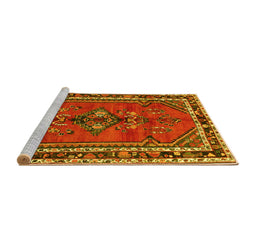 Sideview of Machine Washable Persian Yellow Traditional Rug, wshtr697yw