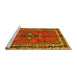 Sideview of Machine Washable Persian Yellow Traditional Rug, wshtr697yw