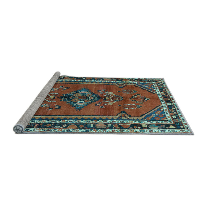 Sideview of Machine Washable Persian Light Blue Traditional Rug, wshtr697lblu