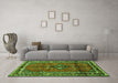 Machine Washable Persian Green Traditional Area Rugs in a Living Room,, wshtr697grn