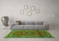 Machine Washable Persian Green Traditional Rug, wshtr697grn