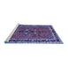 Sideview of Machine Washable Persian Blue Traditional Rug, wshtr697blu