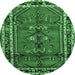 Round Persian Emerald Green Traditional Rug, tr697emgrn