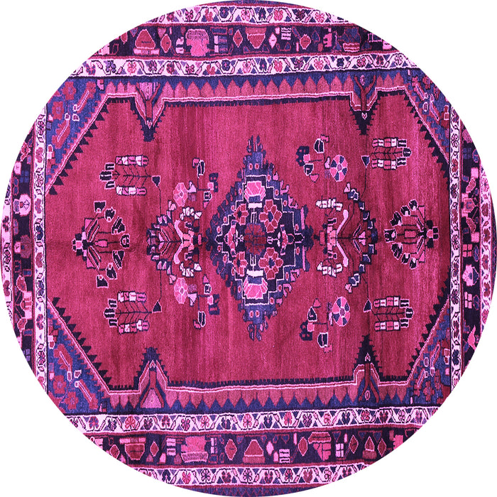 Round Persian Purple Traditional Rug, tr697pur