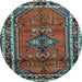 Round Machine Washable Persian Light Blue Traditional Rug, wshtr697lblu