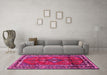 Machine Washable Persian Pink Traditional Rug in a Living Room, wshtr697pnk