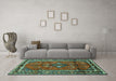 Machine Washable Persian Turquoise Traditional Area Rugs in a Living Room,, wshtr697turq