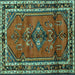 Square Persian Turquoise Traditional Rug, tr697turq