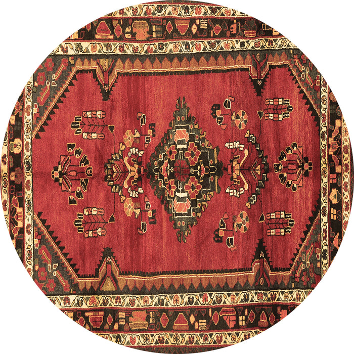 Round Persian Brown Traditional Rug, tr697brn
