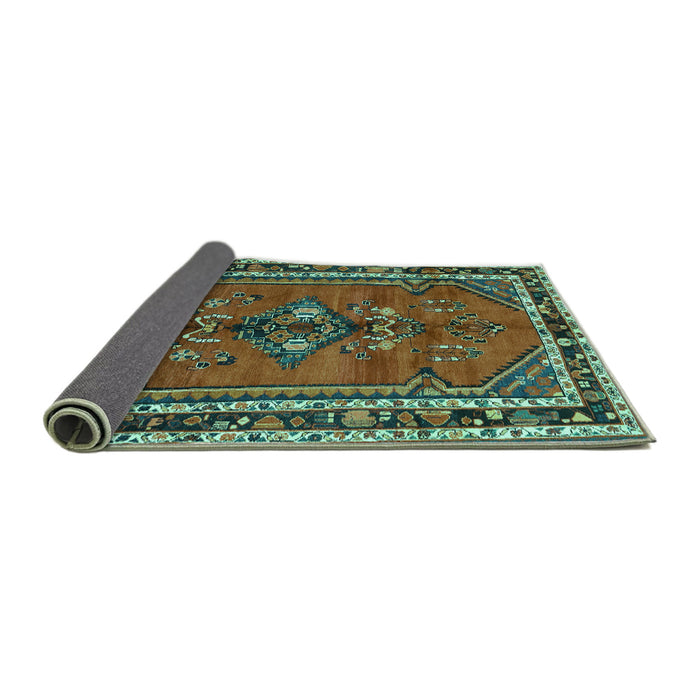 Sideview of Persian Turquoise Traditional Rug, tr697turq