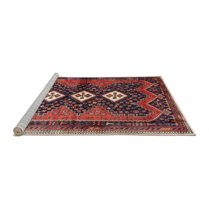 Sideview of Machine Washable Traditional Saffron Red Rug, wshtr698