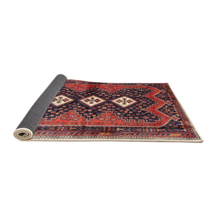 Sideview of Traditional Saffron Red Persian Rug, tr698